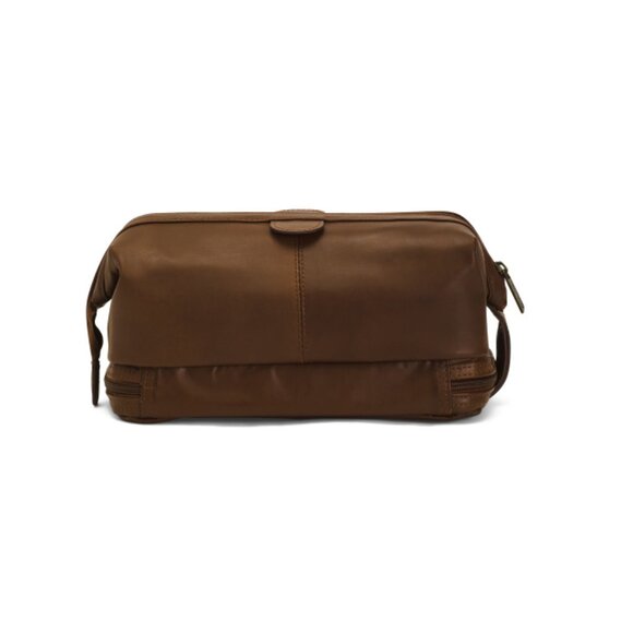 AMERILEATHER Brown Leather 11in Toiletry Bag - Picture 1 of 2